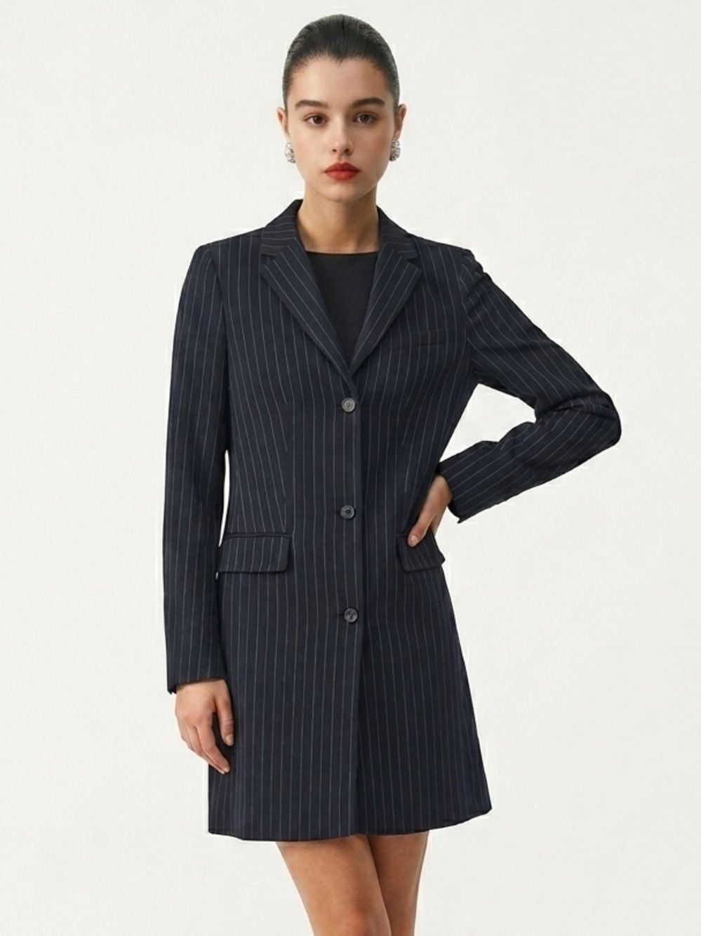 BABATON | ARITZIA Trent Black Pinstripe Long Length Blazer Women’s Size 00